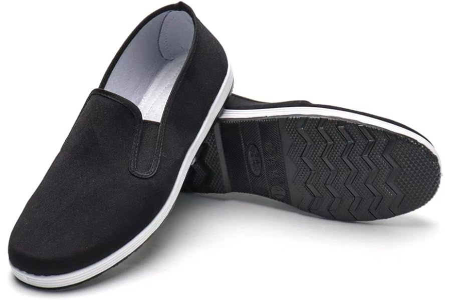 Tai Chi Shoes,Chinese Traditional Canvas Kung Fu Shoes, Martial Arts Old Beijing Shoes, Black Rubber Sole Unisex