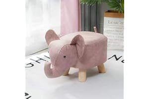 HERCHR Animal Footstool Elephant Bench, Cute Animal Footstools, Animal Footstools Multipurpose Cute Cartoon Animal Small Bench for Bedroom, Living Room or Entryway (Pink)