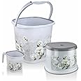 Nayasa Marble Bathroom Set | Set of 3 (25 Litre Bucket + 1500 ML Mug + 508 Stool) of Plastic Bathroom Set | Ideal for Home & Office | Large | Grey