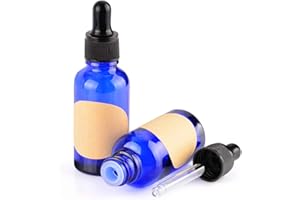 stonylab 30 ml (1 oz) 2-Pack Flacon Compte-gouttes en Verre, Bleu Flacon en Verre Vide avec Compte-gouttes en Verre Conique, Bouchon Interne et Étiquette pour Huiles Essentielles Fragrances