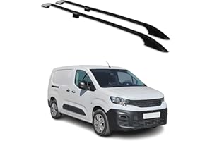 OMAC Barres de Toit longitudinales pour Peugeot Partner 2018-2025 L2 Long Alu Noir 2X