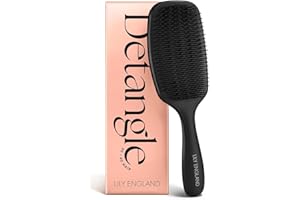 Brosse demelante et coiffante pour cheveux bouclés de Lily England - Brosse à boucles sans douleur pour cheveux humides et secs avec poils flexibles - pour femmes - cheveux bouclés 3c à 4c, Noire