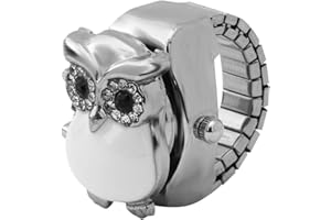 ZJchao palec pierścień składany zegarek vintage wzór sowy okrągły palec zegarek kwarcowy prezent na ukończenie szkoły urodziny