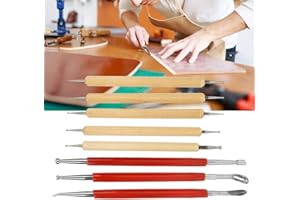 AKOZON Stylet de Transfert en Cuir, Stylet de Sculpture Outil Cuillère Double Outil de Traçage Tête Pointe Perceuse Stylo Kit Ensemble 8 Pièces Bricolage Fait à la Main en Cuir Artisanat