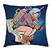 Produktbild BALAETI Astronaut Throw Pillow Cushion Cover, Futuristic Thinking Man with Smartphone on Toilet Wasting Time Playing, Decorative Square Accent Pillow Case, 18 X 18 inches, Dark Blue Multicolor