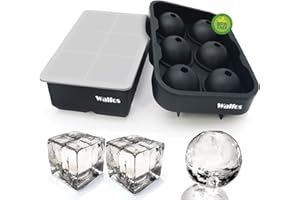 WALFOS Zestaw silikonowych tacek na kostki lodu Kula z lodem i duża kwadratowa tacka na kostki lodu Łatwe wyskakiwanie idealne do koktajli whisky Jedzenie dla dzieci Wielokrotnego użytku i bez BPA