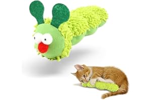 deegbbyi Juguetes de Hierba Gatera, Juguete para Gatos de Oruga con Hierba para Gatos, Contiene Menta Gatera y Papel Sonajero, para Rascar, Masticar y Comodidad (23 cm, Verde)