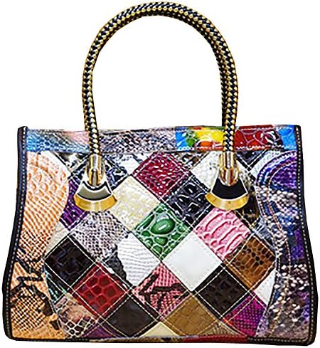 Oruil Cow Leather Women Handbag Multicolor Serpentine Design Handbag Fashion New Tote Bag With Zip For Lady For Work(Serpentine)