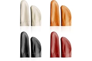 KRYMSON 4 Paar Rindsleder-Fingerschutz, Rindsleder-Fingerschutz, Daumen- Und Zeigefingerschutz, Stichsicherer Fingerschutz, Handgefertigtes DIY-Handschutz-Werkzeug