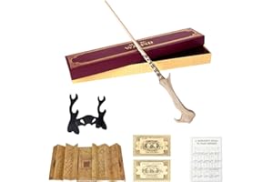 Weciau Voldemort Wand, 35CM Magic Voldemort Wands With Resin, Handcrafted Wizard Wand Prop for Party, Exquisite Wands in Gift Box with Spell Chart, Station Ticket, Map and Holder
