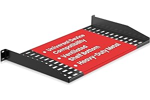 Pyle Étagère Rack Serveur 1U, Plateau Cantilever Ventilé Universel, Montage en Porte-à-Faux, Étagère pour Armoire 19", Tablette pour Serveur, Universel Rack d'Équipement, Noir