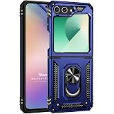 Microsonic Samsung Galaxy Z Flip 7 FE i&ccedil;in Kılıf Military Ring Holder Lacivert [Galaxy Z Flip 7 FE ile Uyumlu Kılıf - Laciver