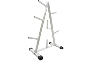 ‎SCSPORTS ScSPORTS® Scheibenständer - 30mm, 7 Scheibenaufnahmen, max. 200 kg, Schwarz/Weiß - Hantelscheibenständer, Hantelbaum, Gewichteständer, Hantelständer, Hantelablage für Krafttraining