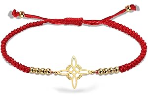 VASSAGO Sorcières Noeud Bracelet pour Femmes Hommes En Acier Inoxydable Magique Celtique Noeud Réglable Couleur Perlé Tressé Sorcière Noeud Bracelets Chaîne Wiccan Bijoux