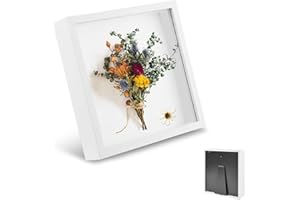OUTALIZ Cornice portafoto da riempire, cornice per oggetti profonda 3 cm, cornice profonda da riempire 30 x 30 cm, con pannello acrilico trasparente, cornice 3D per bouquet da sposa, colore bianco