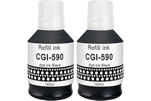 Molabel Kompatybilny 2 tusze wkłady GI-490/GI-590BK (2Black) zamiennik do Canon PIXMA G4511/G3501/G2501/G1501/G1400/G1500/2500/3500/4500