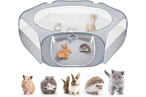 Nasjac Hamster Playpen, Breathable 130cm Large Room Pet Playpen, Small Animal Play Pen Run Cage with Cover and Zipper Opening Foldable Indoor Outdoor Fence for Guinea Pig Cat Kittens Rabbits