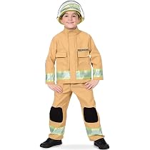 FRIES Feuerwehrmann Kostüm – Karneval, Fasching, Kinderkostüm | Schwarzes Feuerwehr-Outfit, Inkl. Warnhinweis