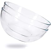 ChasBete Large Glass Salad Bowl, Transparent, Set of 2, D20 cm | Tempered Glass Round Bowl Dishwasher Safe Mixing Bowl Salad