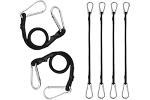 FOGAWA 6 Pezzi 30cm Corda Elastica con Moschettone, Corde Elastiche con Gancio, Cavi Elastici Extra Forte, Cinghia Elastica con Moschettone Nero, per Tende da Sole, Teloni, Bicicletta, Auto, Campeggio