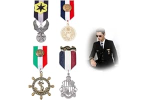 SUPERFINDINGS 4 Stile Military Hero Medaillen Halloween Kostüm Militär Schild Abzeichen Medaille Retro Adler Geometrische Legierung Medaille Brosche Pins Vintage Anchor Abzeichen für Damen Herren