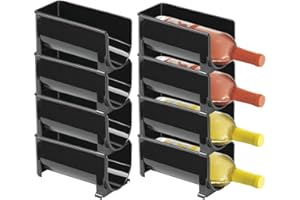 mDesign Set da 8 moderni portabottiglie vino impilabili – Scaffale per bottiglie di acqua e altre bevande impilabile – Elegante porta vino per la cucina e la dispensa – nero
