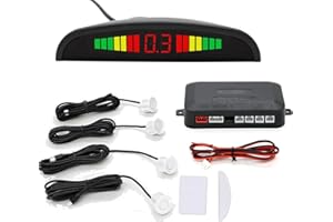Anhoer 4Pcs Car Parking Sensors Rear Reversing Radars System Buzzer Alarm with 4 Sensors Distance Detection LCD Display Alert System Kit (Silver)