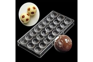 VALINK Moule à chocolat en polycarbonate 24 trous en forme de ballon de football - Moule transparent - Moule à glace - Outils de cuisine - 28 x 14,5 x 2,5 cm