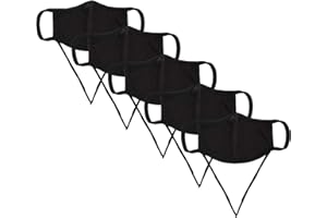 ‎KUNSTIFY KUNSTIFY 5 Stück Stoffmaske mit verstellbaren Ohrschlaufen Neckstrap Umhängemaske Mundschutz Maske aus Baumwolle Stoffmaske Kinder und Erwachsene Schwarz