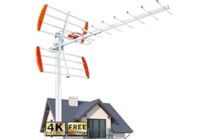 ATOMDREAM TECH Outdoor TV Aerial for Freeview HD Channels – 360° Signal Reception – Supports 4K/1080P DVB-T2 Compatible – Waterproof Digital TV Antenna with 10m Coaxial Cable – Easy Installation for UK Roof & Loft