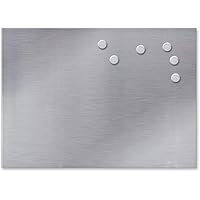 TW24 Magnettafel Edelstahl 35x50cm inkl. 6 Magnete Memoboard Küchentafel Pinnwand Silber