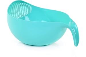 Mintra Home Passoire à Riz - Plastique Incassable - Réutilisable, sans BPA - Égoutter le Riz, Pâtes, Légumes, Fruits - Convient au Micro-Ondes/Lave-Vaisselle (Bleu Sarcelle)