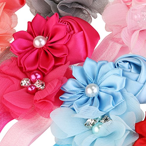 NUOLUX 8ST Cute Baby Girls Sweet Rose Blumen Perle elastisch Haarband Haar Band Zubehör Foto Props - 9