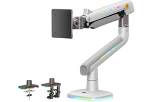NB Ergonomic RGB Braccio Monitor per da 32 a 60 Pollici Schermo Piatti Ultrawide Curvi, Supporto per Monitor Resistente Carico fino a 20 kg VESA 75&100 mm (Bianco)