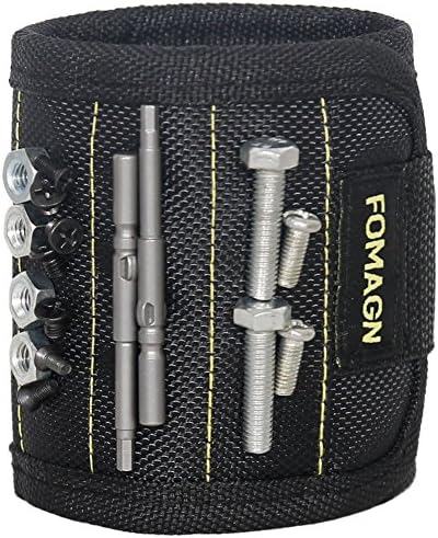 Magnetic Wristband For Screws, FOMAGN Magnetic Wristbands with 10 Super Strong Magnets Holding Screws Nails Drill Bits and Small Tools, Perfect Gift for Men DIY Handyman Electrician Husband Boyfriend Father Women Birthday Ideas