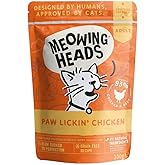 Meowing Heads Wet Cat Food - Paw Lickin' Chicken - 93% Natural Chicken Pouches with No Artificial Flavours, Grain-Free Recipe