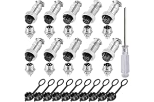Aiqeer GX12 zestaw 10 sztuk wtyków lotniczych, gwint 12 mm, metalowe złącza kablowe, 5 A, męskie wtyczki lotnicze, zestaw wtyczek do gniazdka