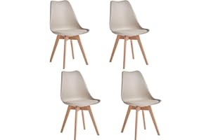 JZGORC Juego de 4 Sillas de Comedor Modernas, Sillas de Cocina con Patas Tapizadas y de Haya para Dormitorio, Salón, Comedor, Cocina - Caqui