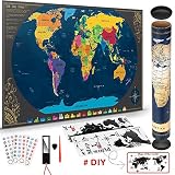 mapamundi para rascar 【Usted recibirá】- Hemos reunido accesorios adicionales para completar su experiencia de rascarse! Usted recibirá: 1x mapa del mundo, 1x rasguñera del rasguño , 1x guitarra rasguñera del rasguño, 2x pegatinas de pared, 3x pegatinas, 1x lupa plástica, y una garantía 100% satisfecha, garantía 100% del reembolso del dinero.