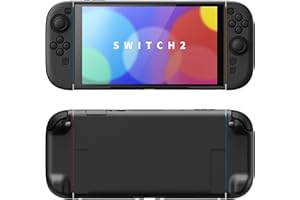 playvital Funda Protectora para Nintendo Switch 2 (2025) - Carcasa Rígida Dockable con Soporte Plegable y Tapas para Joysticks, Protector para Switch 2 - Color Sólido Serie (Negro)