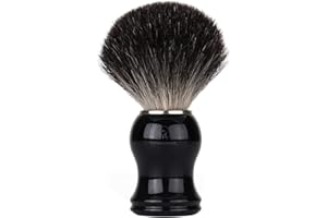 MODEPYNEER 100% Pure Badger Hair Shaving Brush Handmade with Walnut Wooden Handle and Stainless Steel Base Perfect for Wet Shaving (Black)