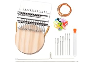 DRIFLO 14 Hooks Small Wooden Weave Loom Tool for Beginners Darning Loom Weaving Craft Braiding Patching Machine for Mended Clothes and Jeans DIY Handmade Tailoringwith Necessary Accessories
