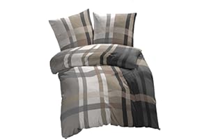 ‎ETÉREA HIMMLISCHE QUALITÄT ETÉREA Microfaser Seersucker Bettwäsche 155x220cm + 80x80cm - Bettbezug Urban Check Kariert - Bettwäsche Set mit Kissen 155x220cm Bettbezug + 80x80cm Kissenbezug Microfaser 2teilig - OEKOTEX - Braun