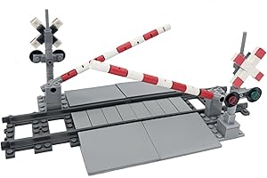 FINGER ROCK City Train Tracks Building Blocks Set Compatible with All Major Brands,Classic City Tracks Railway Road Crossing With Train Rails Expansion Accessories Guardrails Building Construction Toys