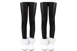 Auranso Thermo Leggings Mädchen Gefütterte Thermoleggings Warme Winter Dick Thermohose für Kinder,2er-Pack