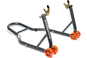 MPW RACE DEPT Motorcycle Paddock Stand Rear Wheel with V-Adapters Heavy Duty Grey Orange