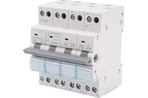 DEWINLVD Umschalter 4P 63A Lasttrennschalter Dual Power Manual Transfer Isolating Switch AC 400V Manueller Übertragungsschalter mit doppelter Leistung mit Leistungsanzeige DIN-Schiene Montage.