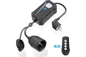 HITRENDS Inteligentna wtyczka ściemniacza, WiFi Outdoor ściemniacz do łańcuchów świetlnych, LED, żarówek, lamp halogenowych, pilota zdalnego sterowania z aplikacją i Google Assistant, Alexa Outdoor Smart Plug,