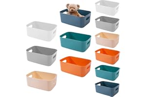 wintfarm 12 Stück Aufbewahrungsbox,Aufbewahrungskorb Kunststoff,Aufbewahrungsboxen storage boxes mit Griff für Regale,Schubladen,Wäscheschrank Mehrere 6 Farben 2 Größen zur Schrank Organizer für Küche