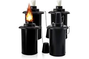 Chulovs Taniche per torcia, in bambù, di ricambio, alla citronella, con stoppini e coperture, per esterni, 350 ml (confezione da 4)